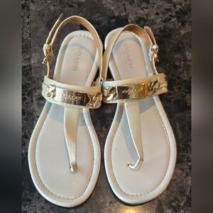 Coach Women's White and Gold Sandals